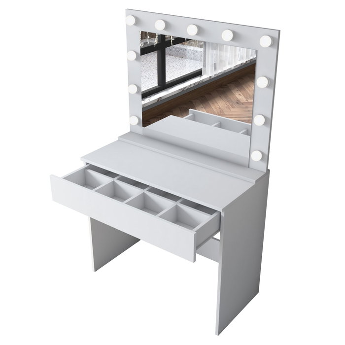 Hanah Home BJ120 - 2916 Mesa de Maquillaje Blanca con Espejo e Iluminación Hanah Home BJ120 - 2916 Mesa de Maquillaje Blanca con Espejo e Iluminación